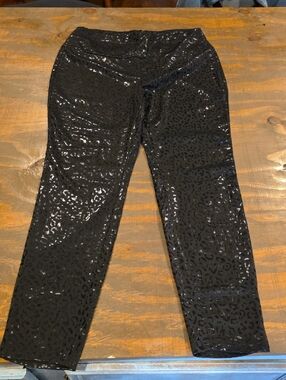 Black Shiny Leopard-Print Leggings